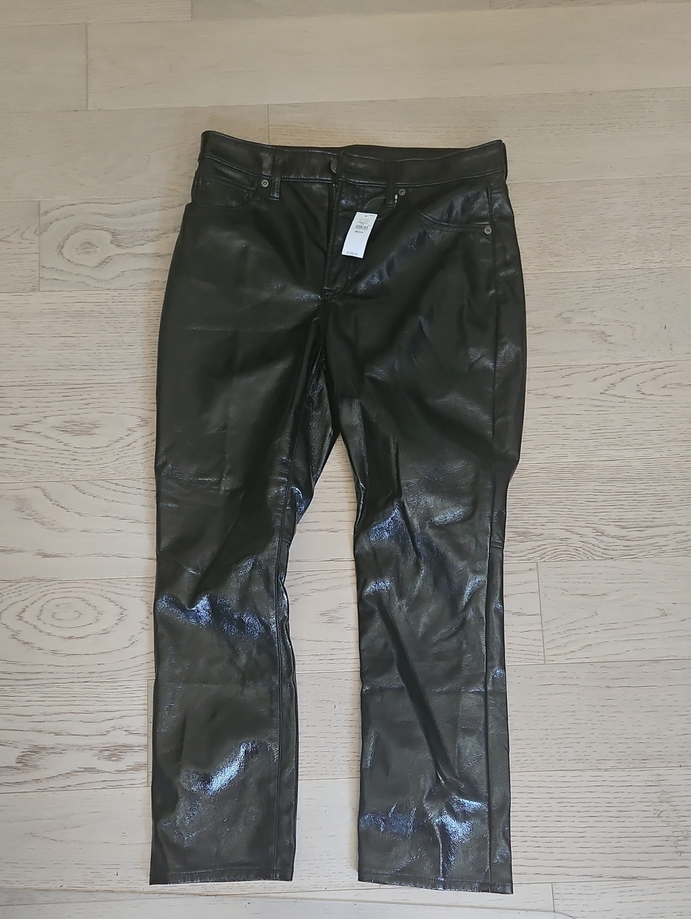GAP Black Faux Leather Straight-Leg Pants